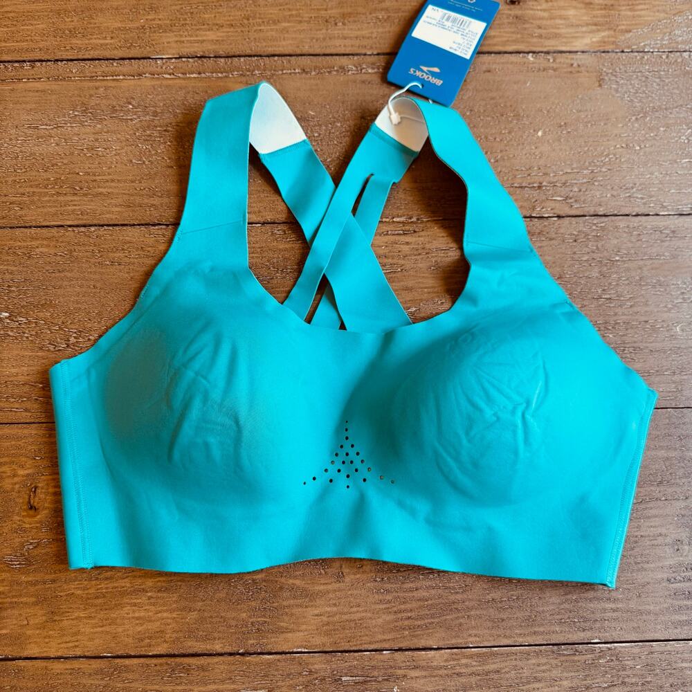 BROOKS Dare Crossback Run Bra Nile 34 C/D Running Walking High Impact NWT